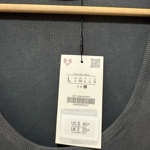 Zara Gray Long Sleeve Acid Wash Effect Mini Dress NWT Size L - Picture 6 of 7